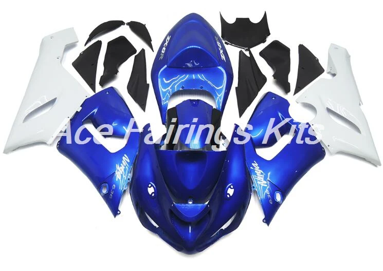 

4Gifts New ABS Full bike fairing kit Fit for Kawasaki ZX6R 2005 2006 ZX-6R 05 06 Ninja 636 fairings bodywork set blue white nice