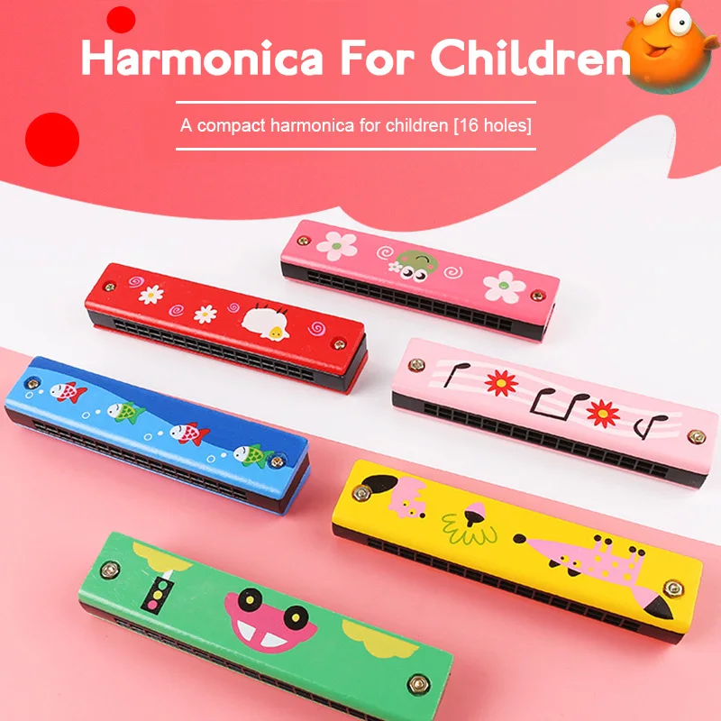 

Creative Toy Popular Educational Parent-child Interaction Eco-friendly Early Education Colorful Painted Harmonica Wooden Toy