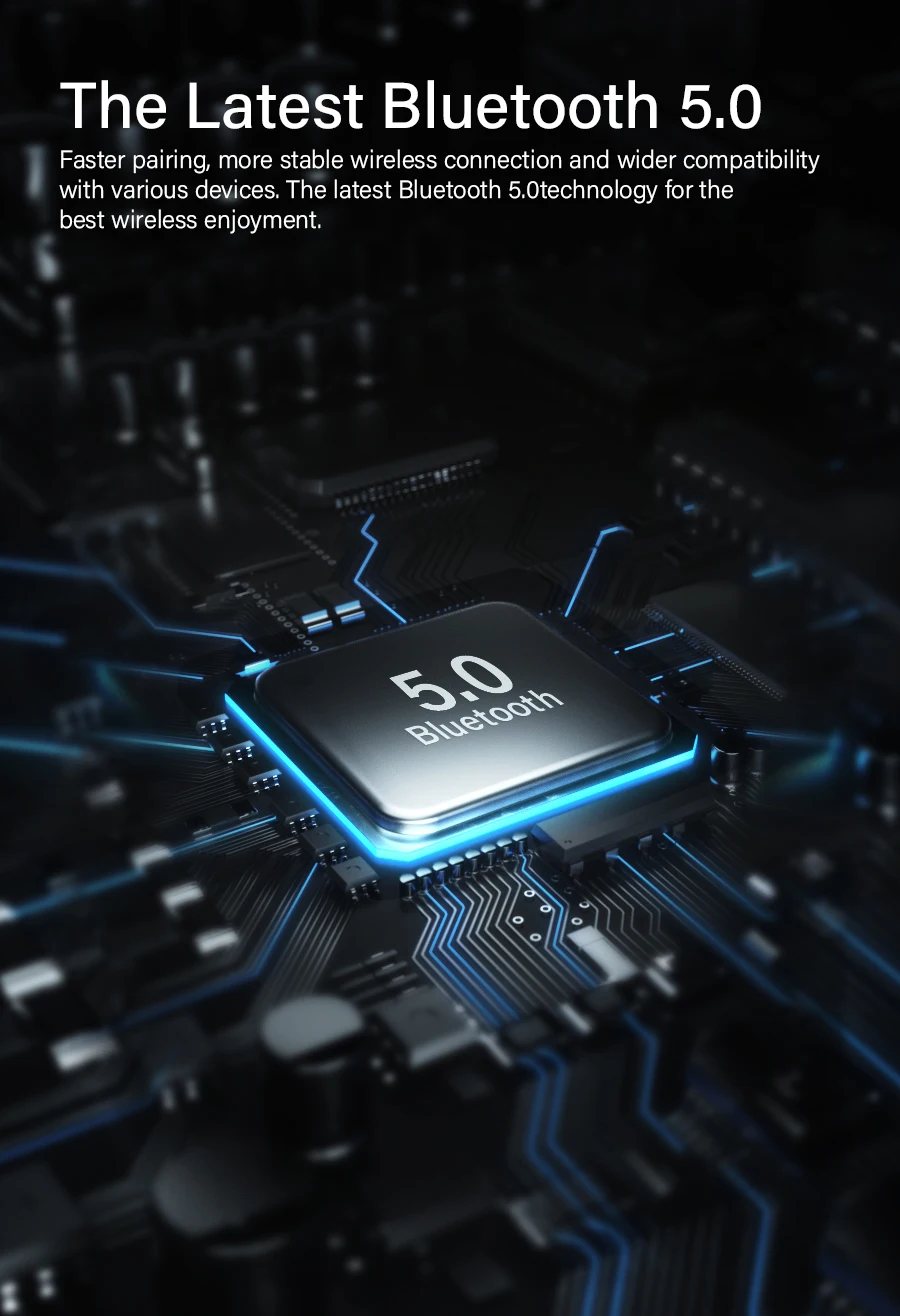 AMPCOM Bluetooth наушники беспроводные Bluetooth 5,0 спортивные наушники стерео наушники с зарядным устройством для iPhone Xiaomi