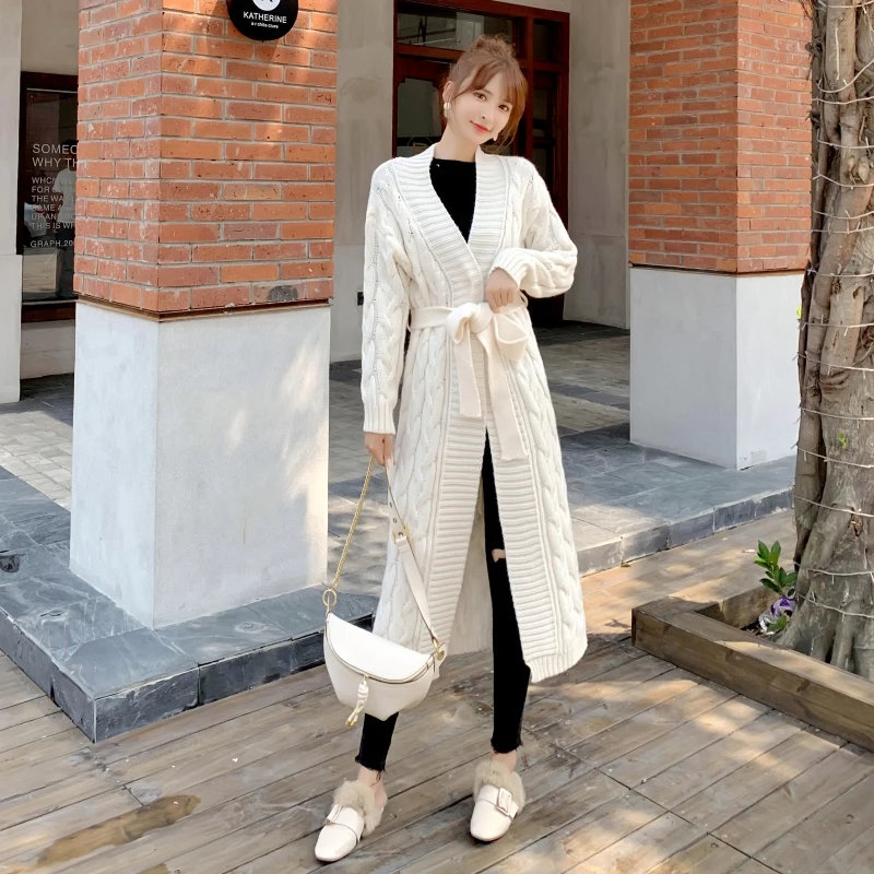 Женский Длинный однотонный кардиган плотный джемпер с длинным рукавом