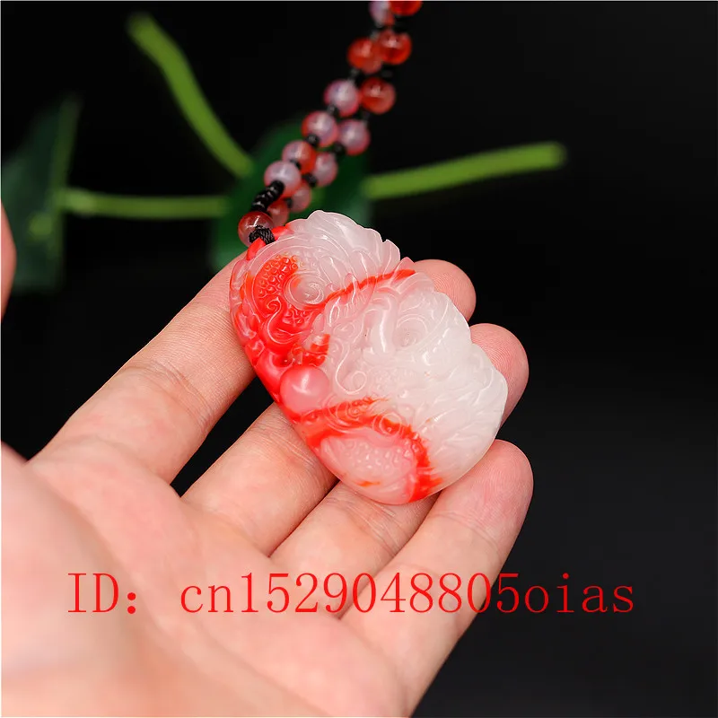Ожерелье с подвеской из натурального красного белого китайского Нефритового