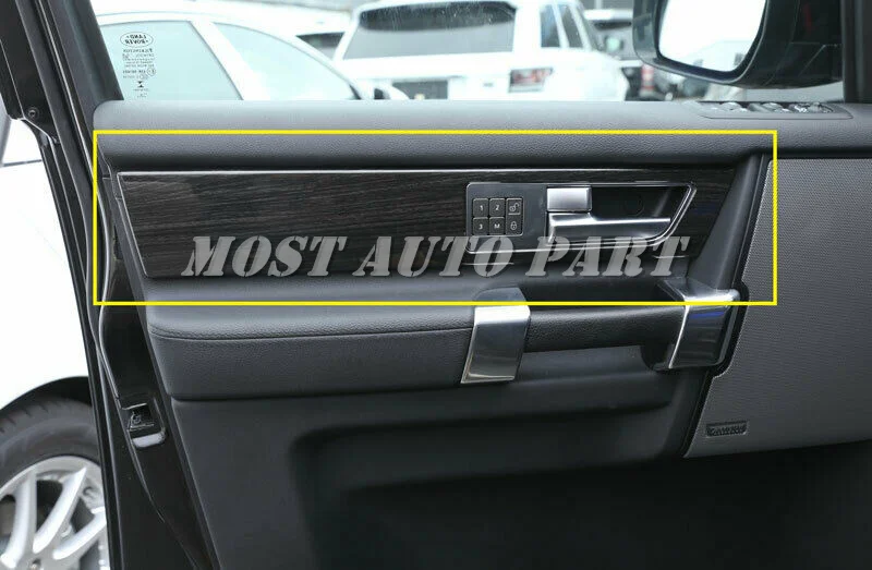 

АБС-пластик, черная отделка под дерево, внутренняя дверная панель автомобиля, литьевая Крышка для Land Rover Discovery 4 LR4 2010-2016, 4 шт., украшение автом...