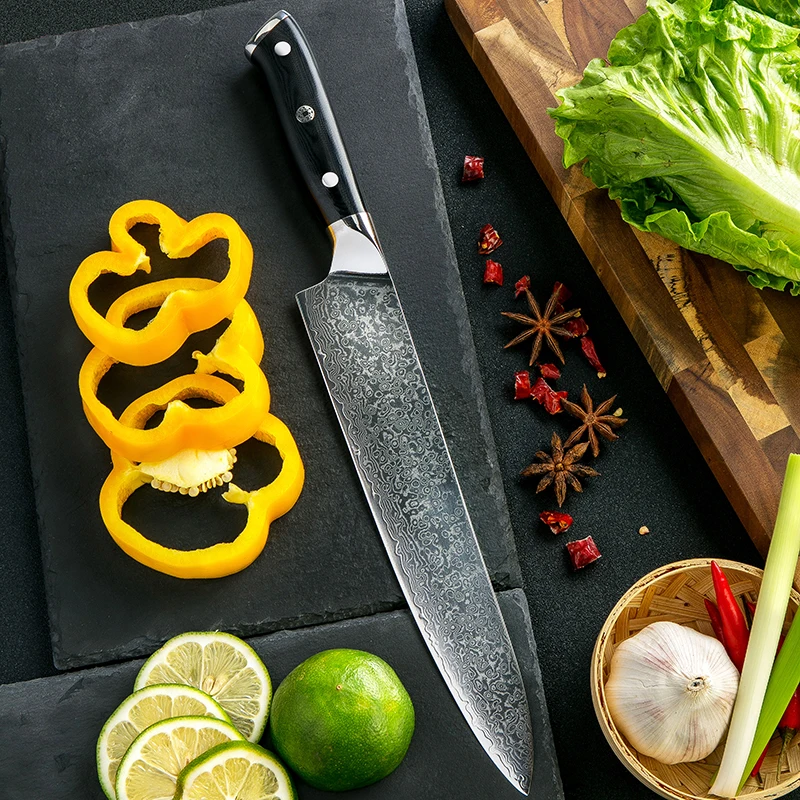 Набор кухонных ножей для шеф повара GRANDSHARP японских vg10 из дамасской стали Kiritsuke