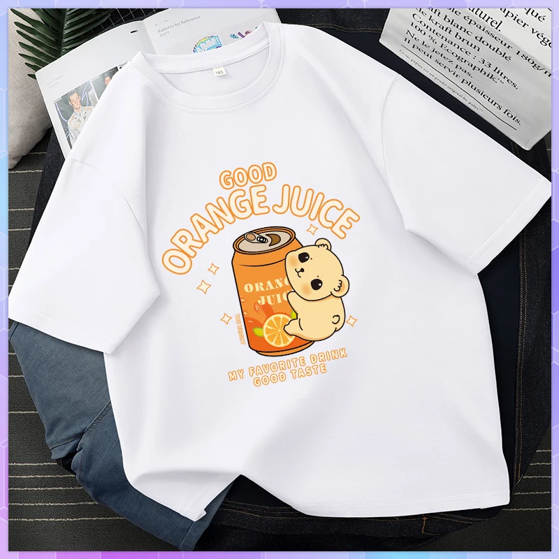 

Cute Cartoon Cotton T-shirt Women Short Sleeve Tee Shirt Casual Bear Top 2021 Summer Tshirt Half Sleeved Loose Tops Blusas