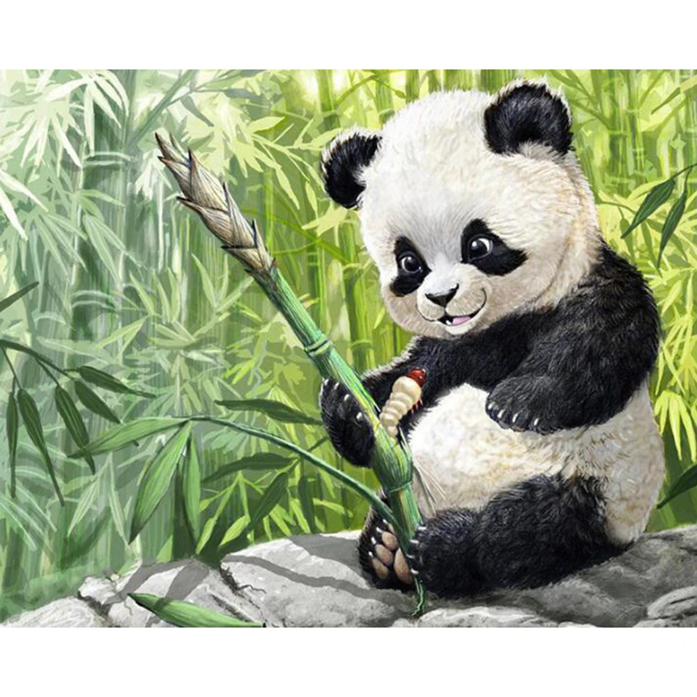 

5D DIY Diamond Embroidery Needlework Square Bamboo Panda Cross-stitch Diamond Painting Decor for Home