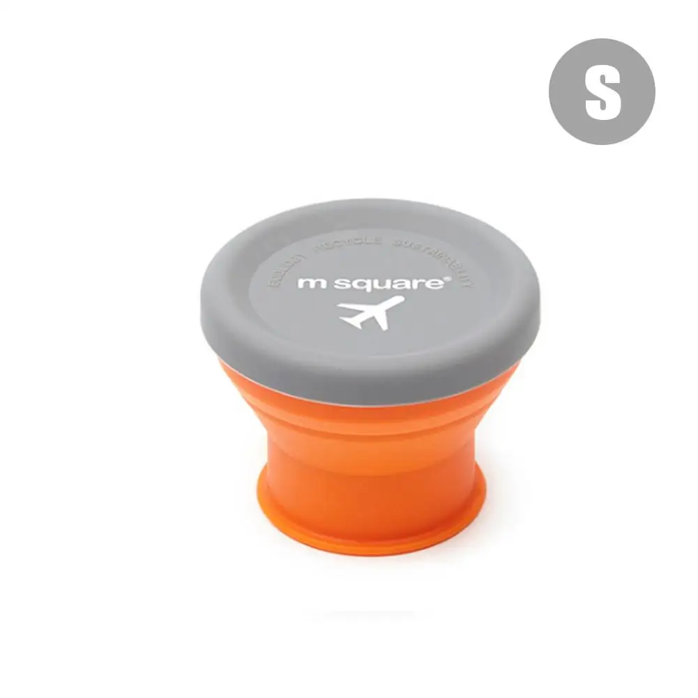 Orange S Новая/М/Л квадратная наружная складная чаша портативная силиконовая складная чаша Складная чашка наружные аксессуары Платиновый силикагель - Цвет: Orange S