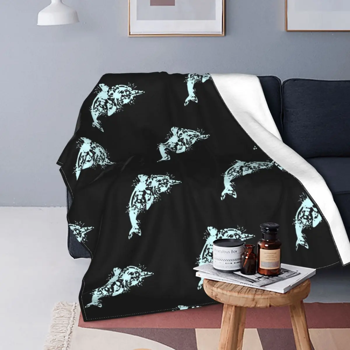 

Dolphin Cool Blankets Fleece Spring Autumn Animal Breathable Soft Throw Blanket for Sofa Office Bedding Throws