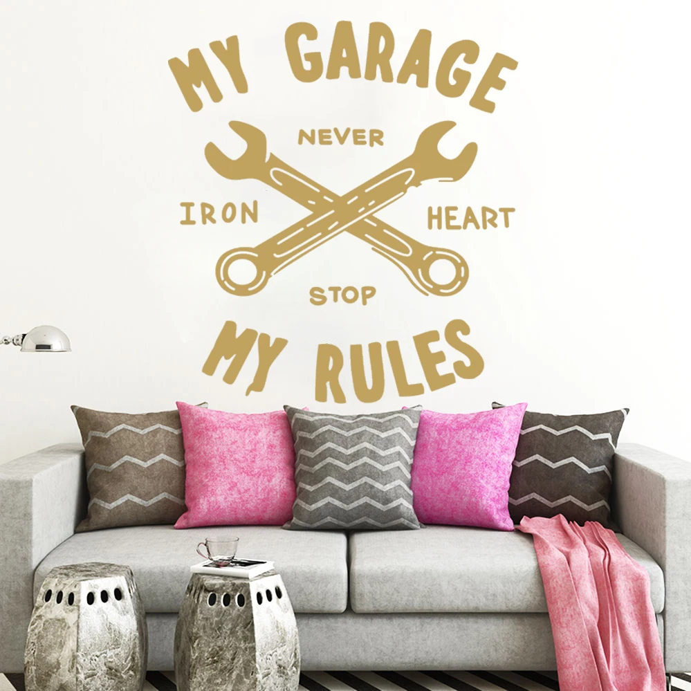 

My Garage My Rules Quote Vinyl Wall Sticker Home Garage Decor Car Repair Sign Wall Sticker Removable Garage Decor Decals RU407