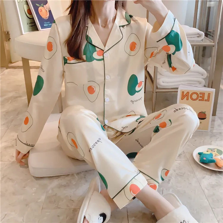 Весенние женские атласные шелковые пижамы комплекты со штанами размера плюс 5XL