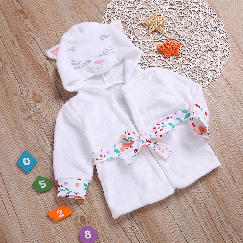 

Beautiful Baby Cute Bodysuits Cartoon Long Sleeve Hooded Sleepwear Children's Leisure Nightgown Kids Casual Fashion Robes
