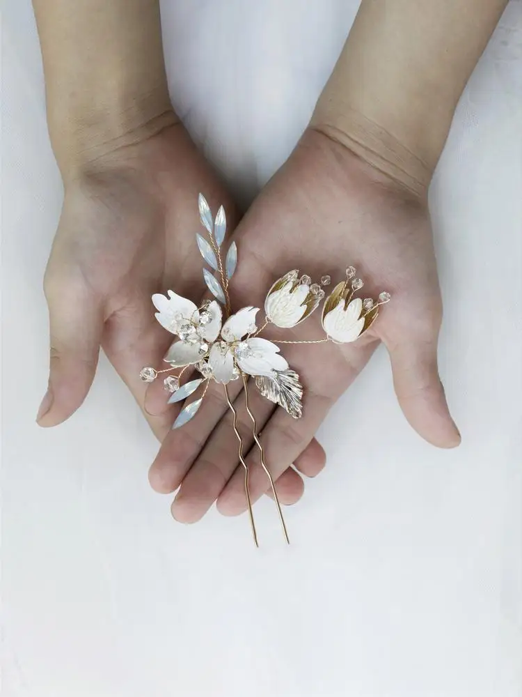 Опал Кристалл расческа для волос заколка в винтажном стиле Цвета: золотистый