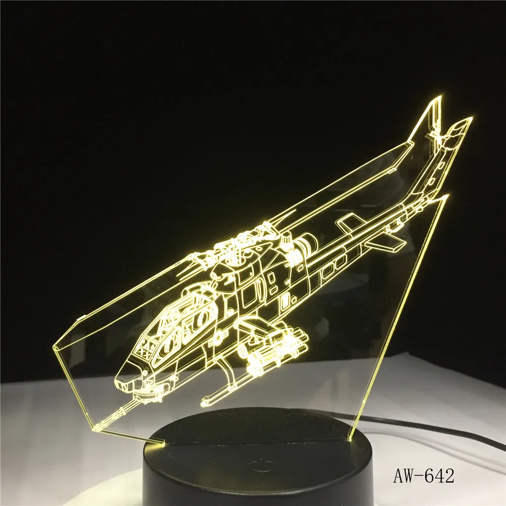 Детский ночник для сна вертолет 3D светодиодный настольный светильник в виде