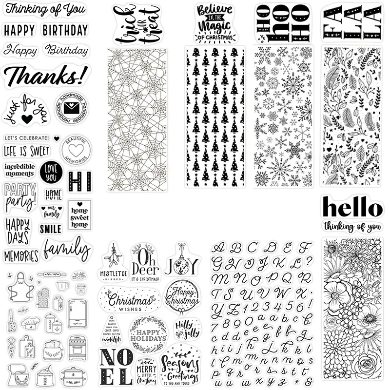 Slimline Рождественская листва деревья прозрачные марки милый карточный рецепт