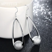 agteffer silver 925 jewelry earrings long sanding ball earring for women wedding fashion jewelry