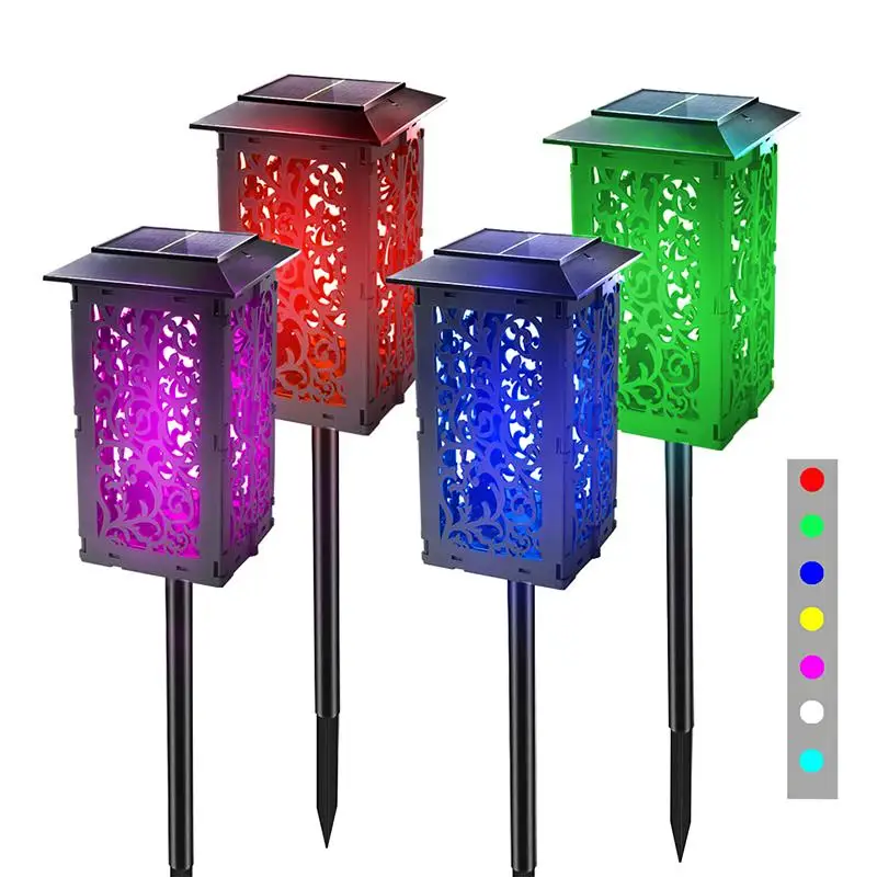 

4Pcs Colorful LED Solar Light Garden Decoration Hollowed Pattern Projection Lamp Waterproof Outdoor Landscape Solar Lawn Lamp