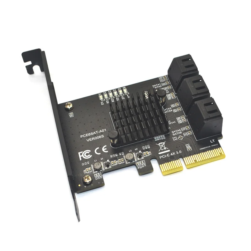 Адаптер SATA PCI e 6 портов 3 0 к Express x4 плата расширения SATA3.0 PCIe PCI-e контроллер для HDD ASMedia