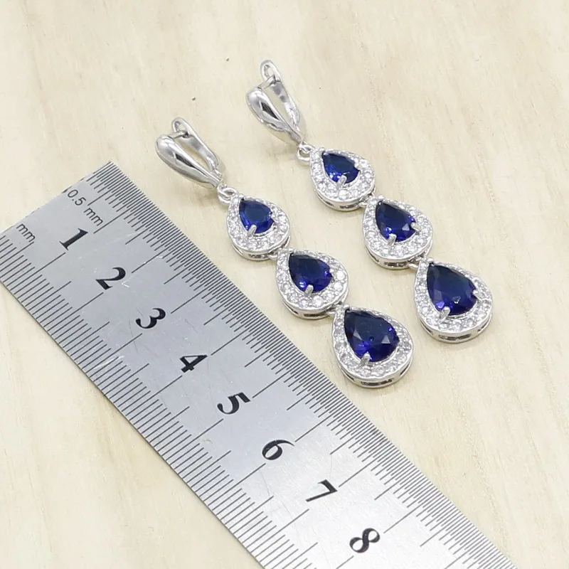 Королевский синий полудрагоценный серебряный цвет Ювелирные наборы для женщин