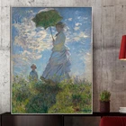 Известной картины, нарисованные на холсте Плакаты и декоративное настенное Искусство Рисунок женщина с зонтиком моне картина для Гостиная домашний декор