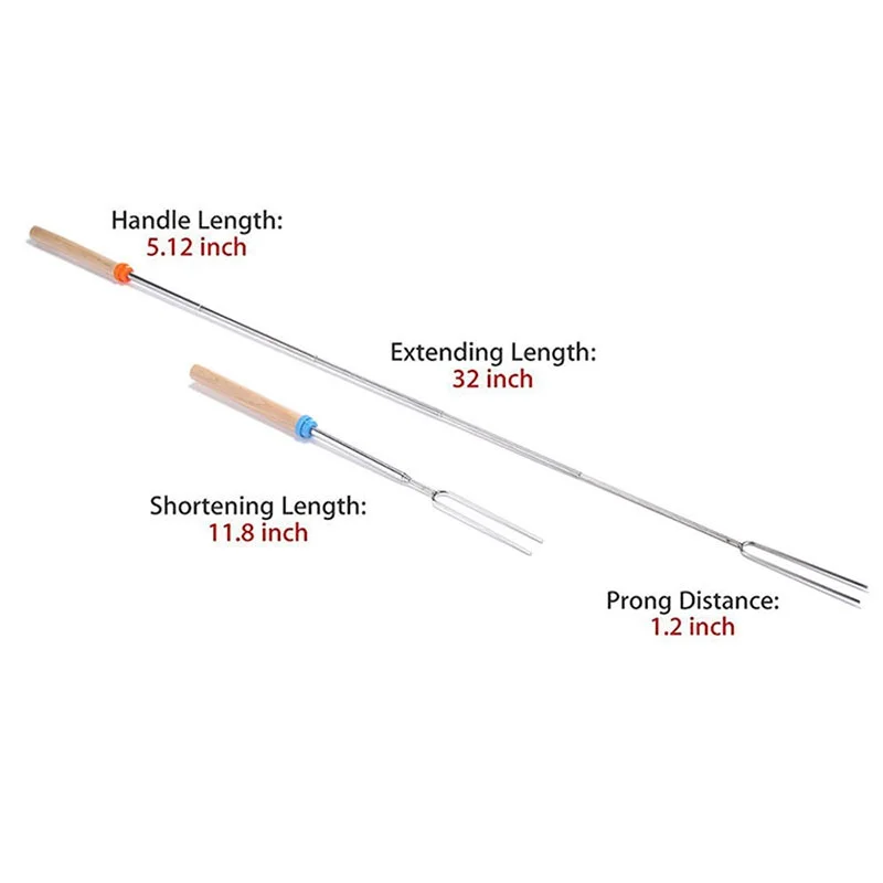 Палочки для жарки удлиняющий Набор жаровни из 8 телескопических шампуров Smores и