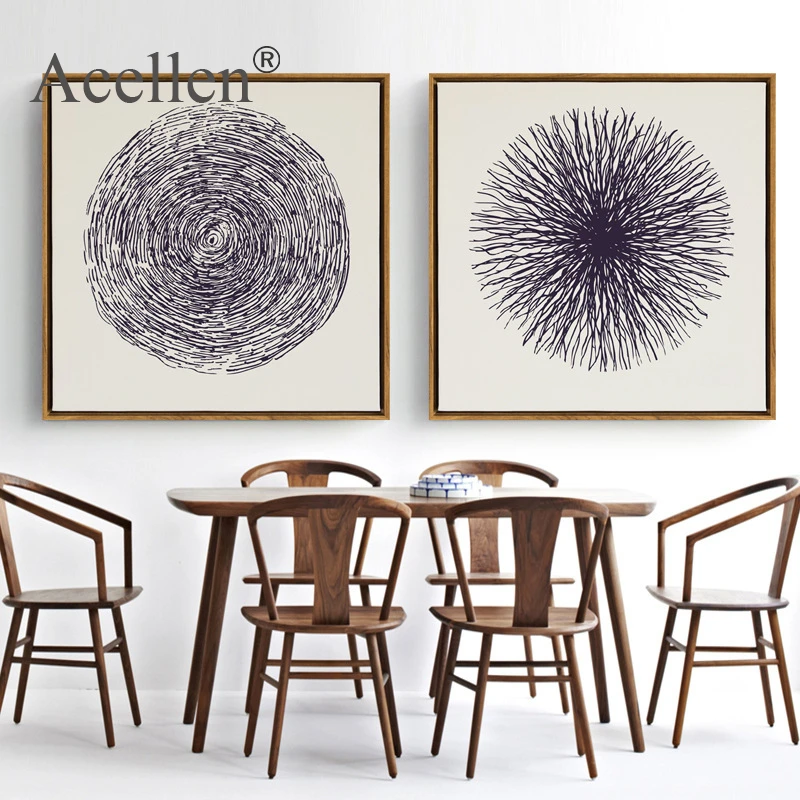 Скандинавская Картина на холсте абстрактные квадратные плакаты круглая графика
