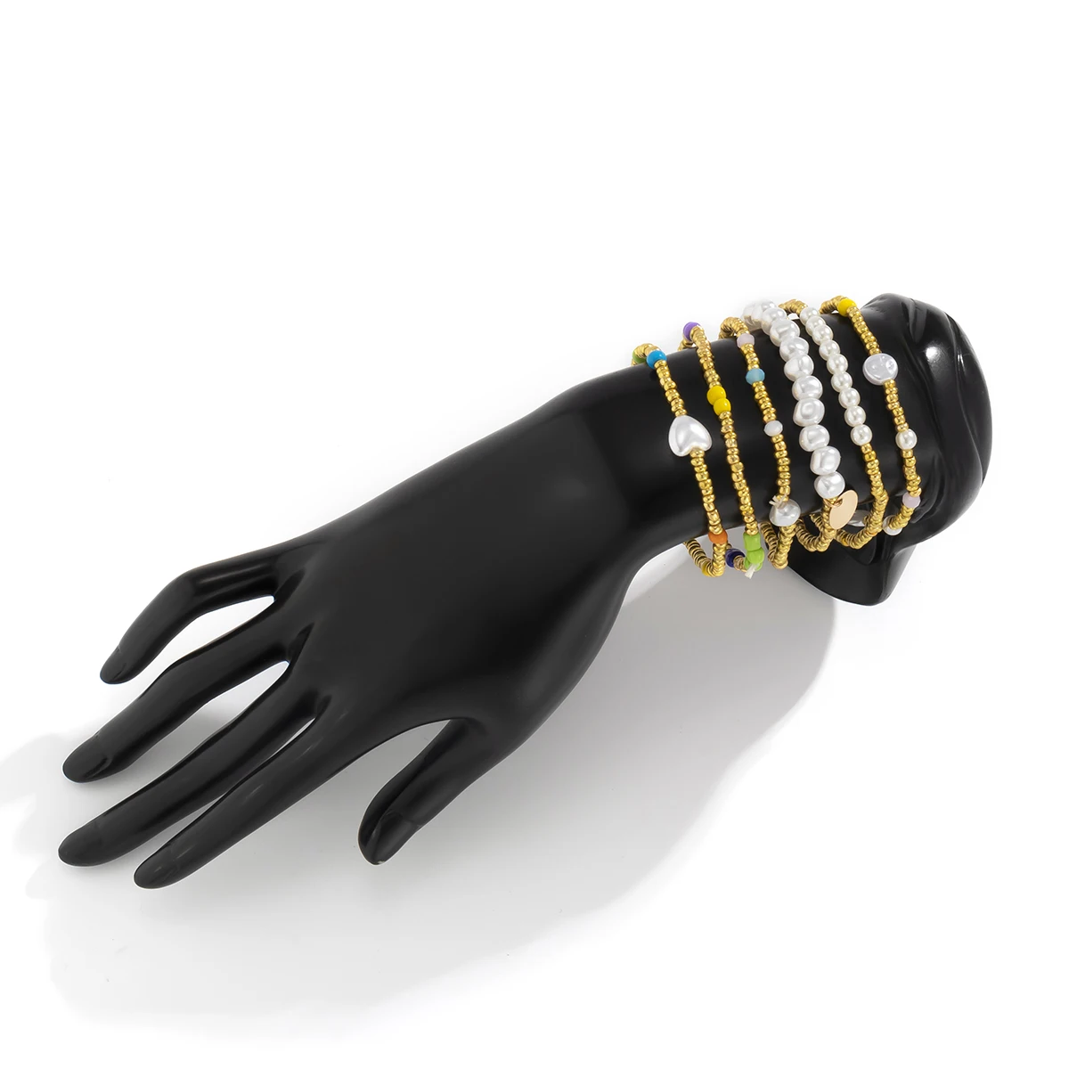 

6Pcs/Set Boho Cute Irregular Pearl Seed Beaded Hand Bracelets for Women Rainbow Fashion Trendy Acrylic Bead Bangles Jewelry 2021