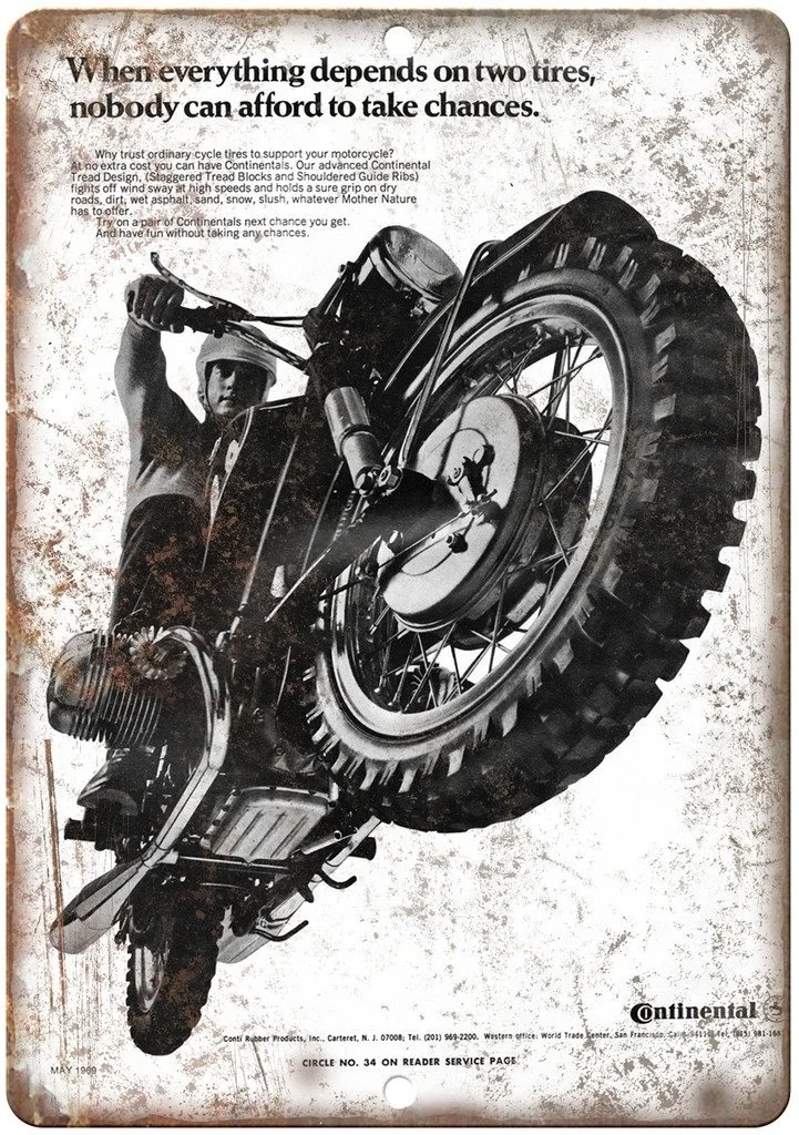 

Continental Motorcycle Tires Retro tin sign nostalgic ornament metal poster garage art deco bar cafe shop