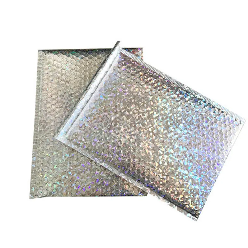 50 шт CD/CVD упаковка Пузырьковые почтовые пакеты Золотая бумага мягкие конверты Подарочный пакет пузырьковый почтовый конверт 15*13 см+ 4 см - Цвет: Laser silver