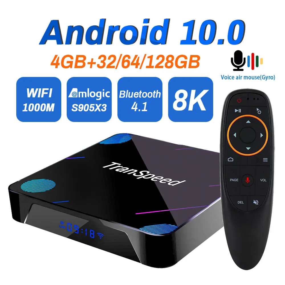 

ТВ-приставка X3 Plus на Android 10,0, 4K, 8K, 4 + 128 ГБ, Amlogic S905X3, 32/64 ГБ, Bluetooth, 1000 Мбит/с, Wi-Fi, 1000 Мбит/с, голосовой помощник Ethernet