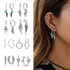 Серьги HOMOD женские серебристые с подвеской в виде пера