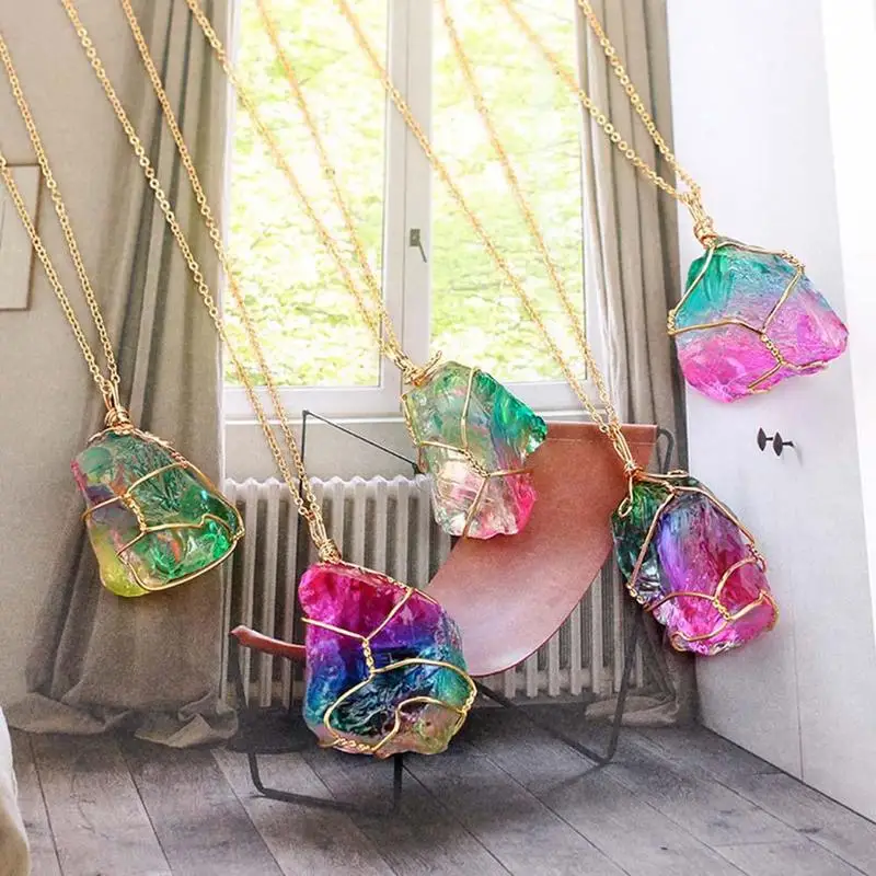 Радуга из натурального камня ожерелья с подвесками женские туфли украшением в