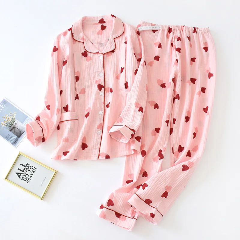 Confinement gauze cotton spring and autumn double-layer thin washed crepe nursing breastfeeding maternity clothes pajamas | Мать и