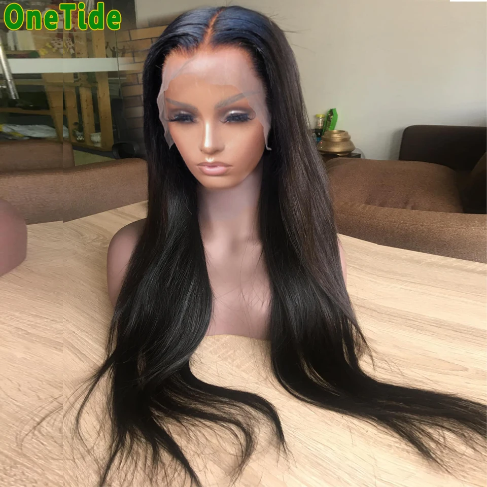ONETIDE Transparent 34 Inch Bone Straight Lace Front Wig Brazilian Human Hair 13x4 Lace Frontal Wigs For Women Closure Wigs