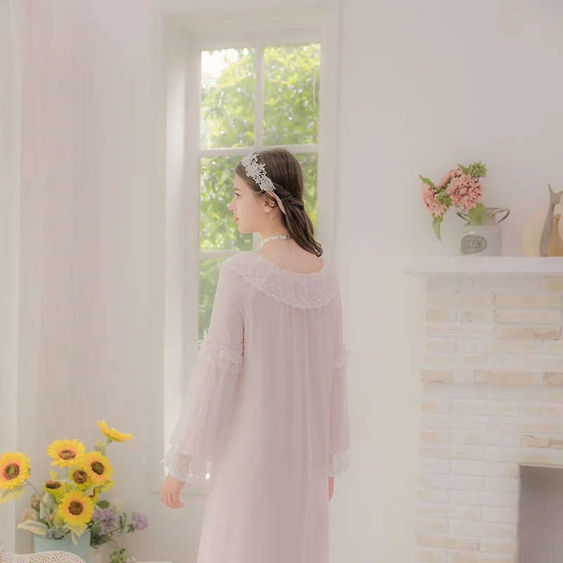 Новинка женская одежда для сна Женская хлопковая ночная рубашка с длинными