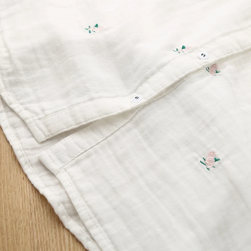 Летняя Новинка 2020 женская блузка из 100% хлопка белая тонкая рубашка с вышивкой