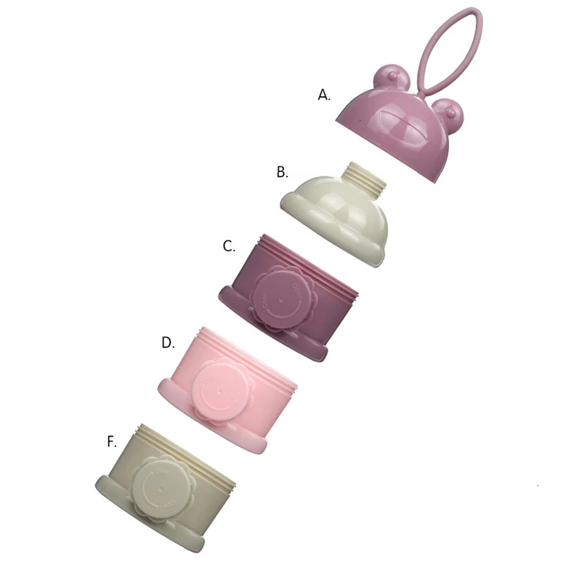 3Layer Easy Style Portable Baby Food Storage Box Toddle Kid Formula Baby Milk Container Essential Cereal Cartoon Milk Powder Box