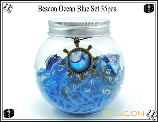 Bescon набор костей для ролевых игр 35 шт. океан набор синего цвета, DND ролевая игра кости 5X7 шт