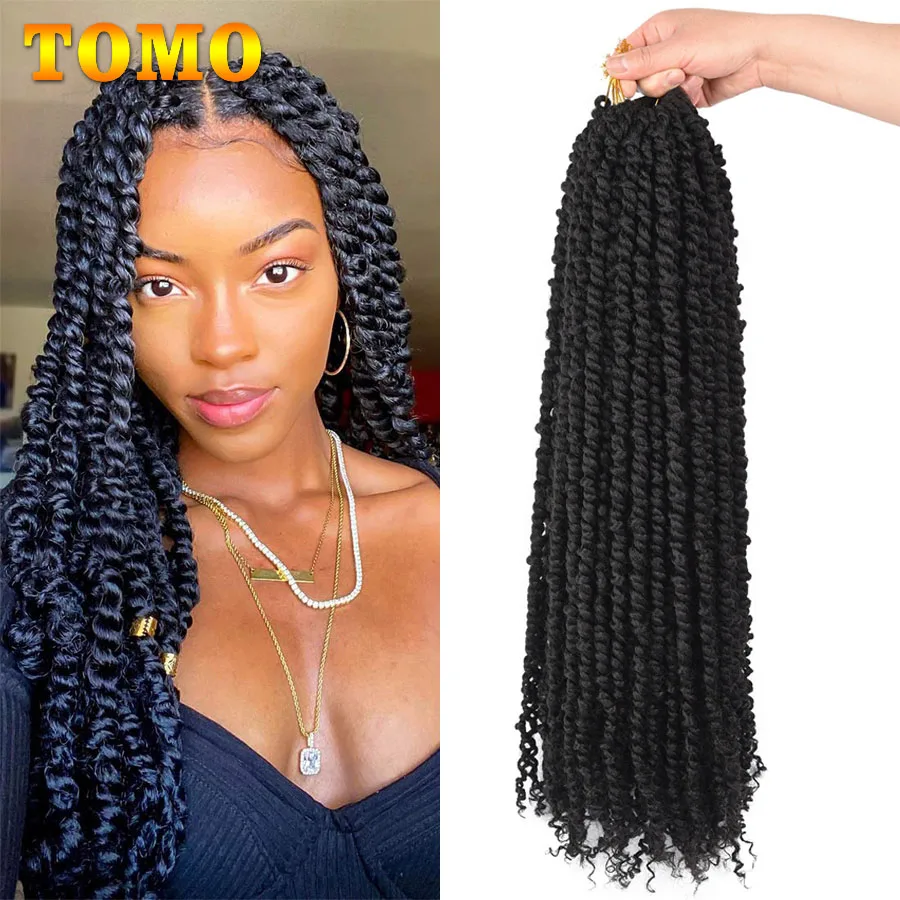 TOMO-extensiones de cabello sintético pretrenzado, 12, 18 y 24 pulgadas, trenzas de ganchillo,