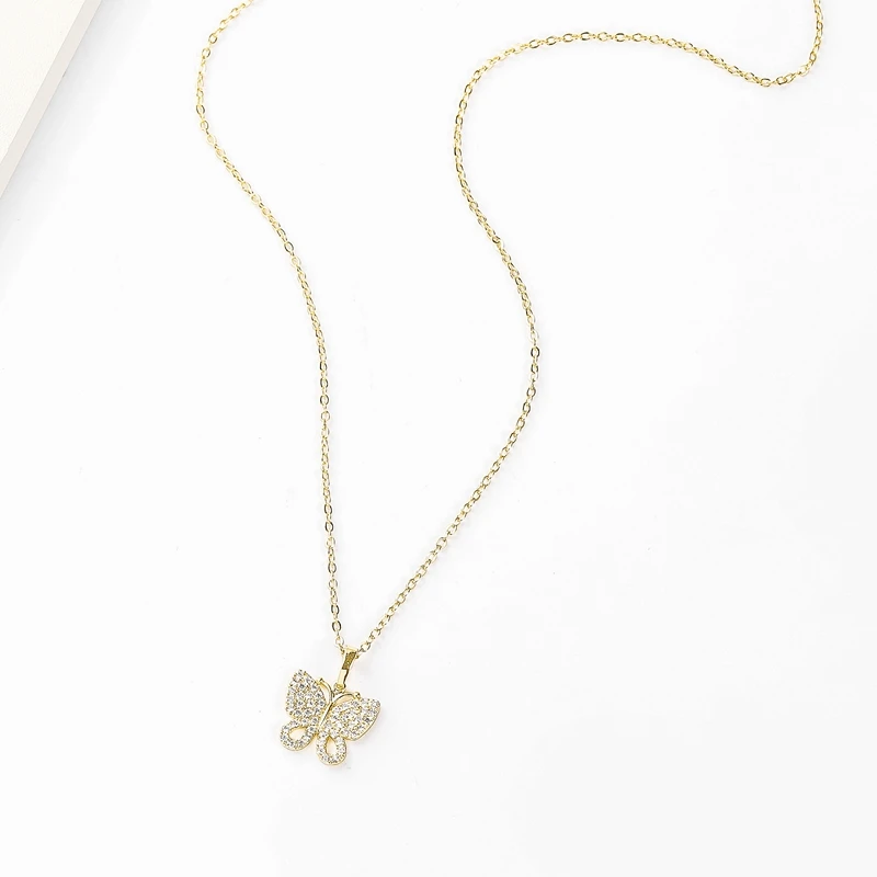 Новинка 2020 простое стильное изящное 2 цвета ожерелье-бабочка металлическое