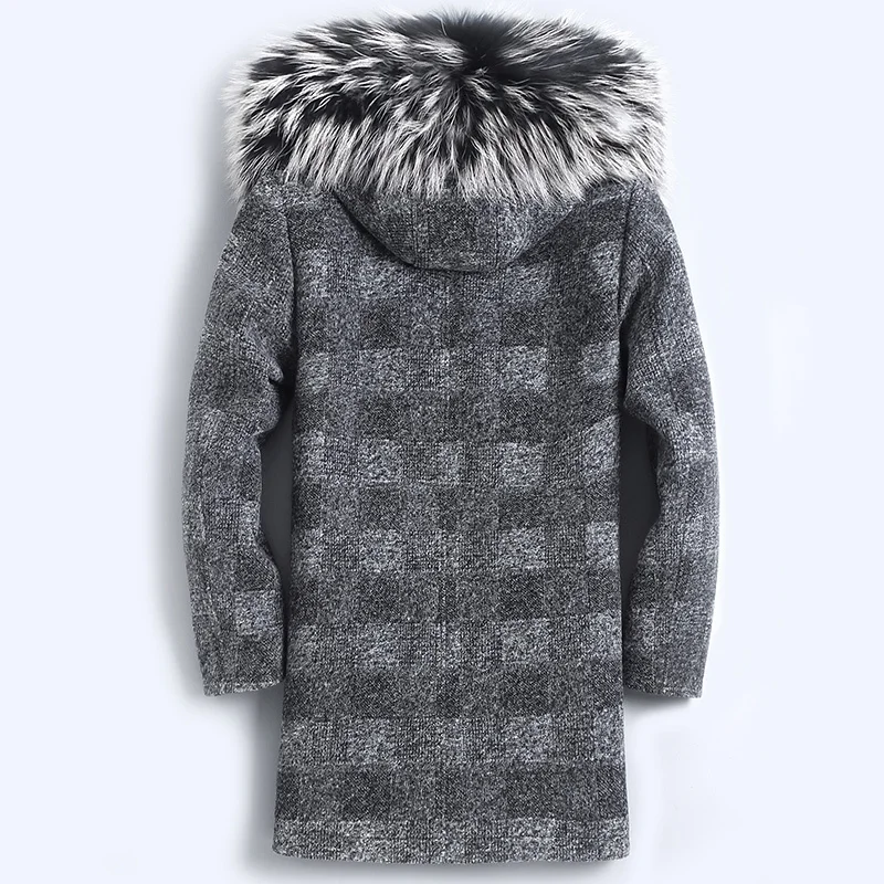 Парка из натурального меха Мужская Длинная зимняя куртка зеленая подкладка