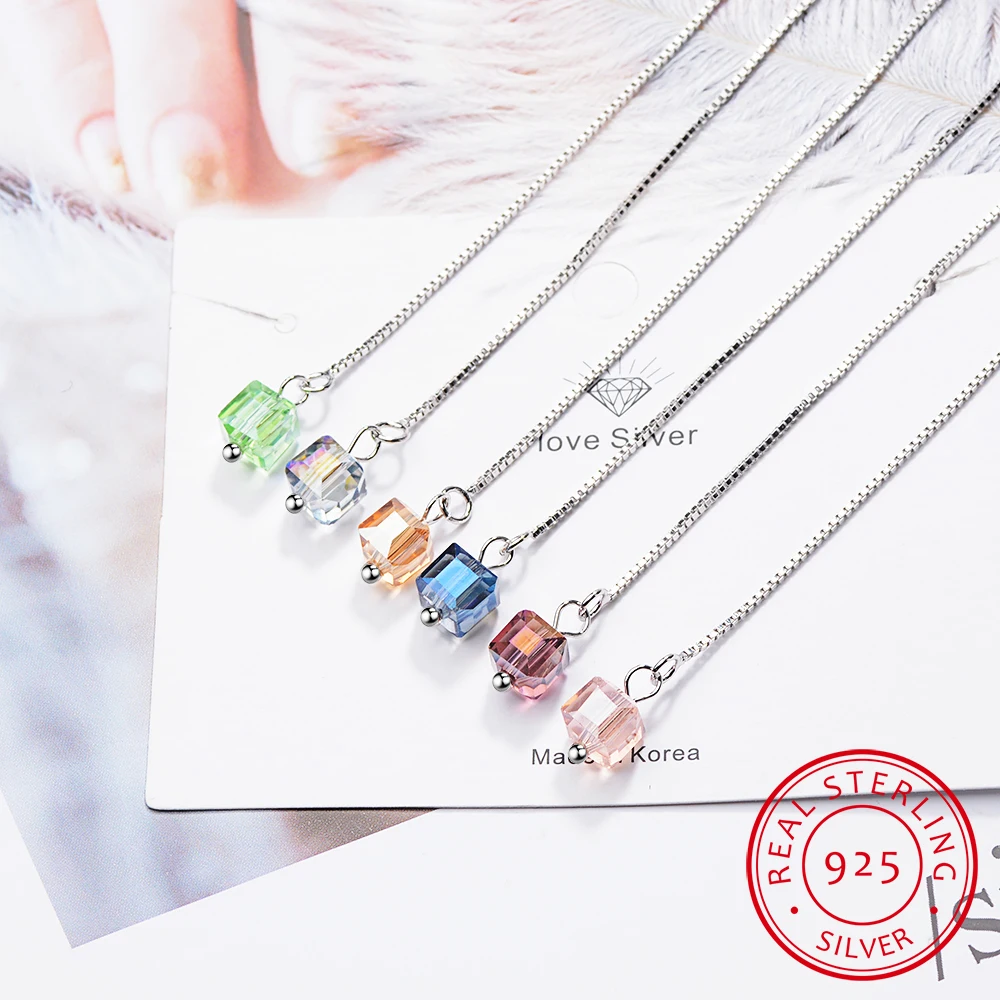 

Ol Style AAA+ Crystals Long Line Tassel Chain Drop Dangle Earring Fashion Jewelry Cube Sterling Silver Earrings For Women/kjflda