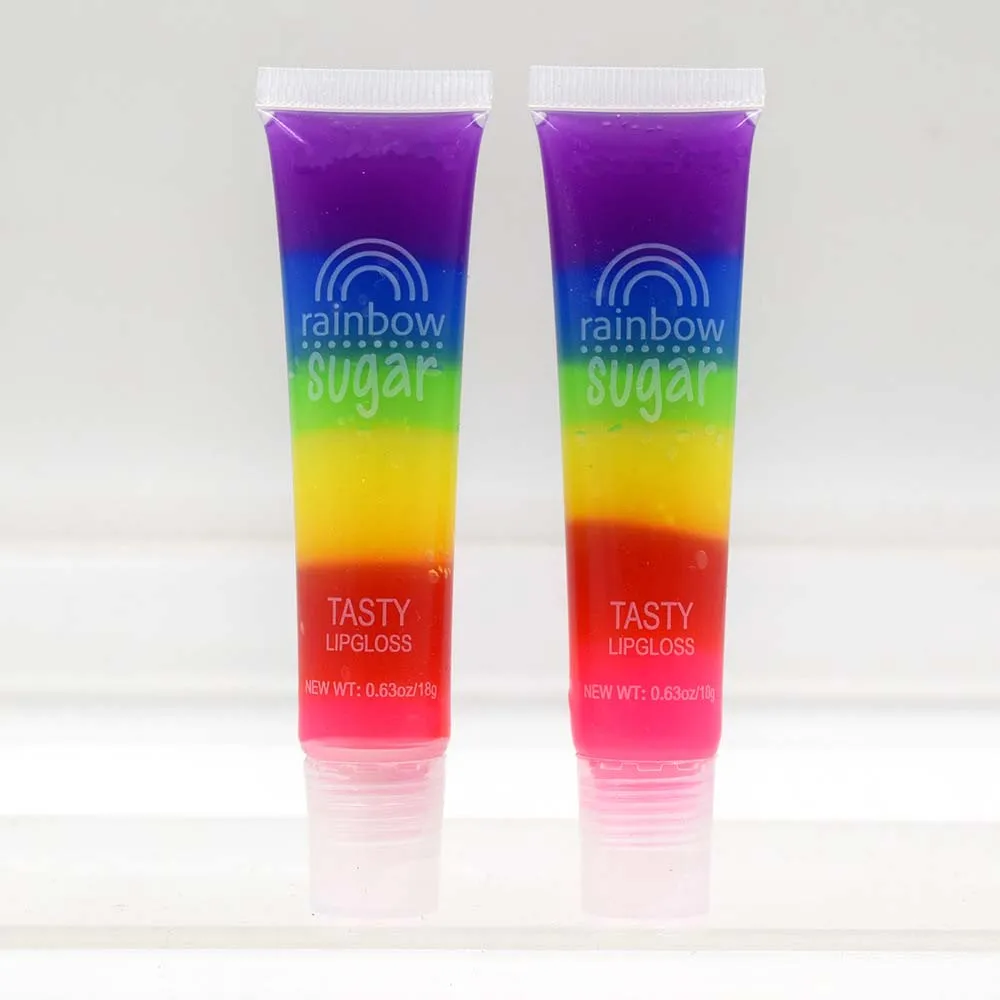 

Newest Magic Waterproof Rainbows Sugar Tasty Lip Gloss Cosmetics Clear Fruit Scented Lip Balm Moisturizing Liquid Lipsticks