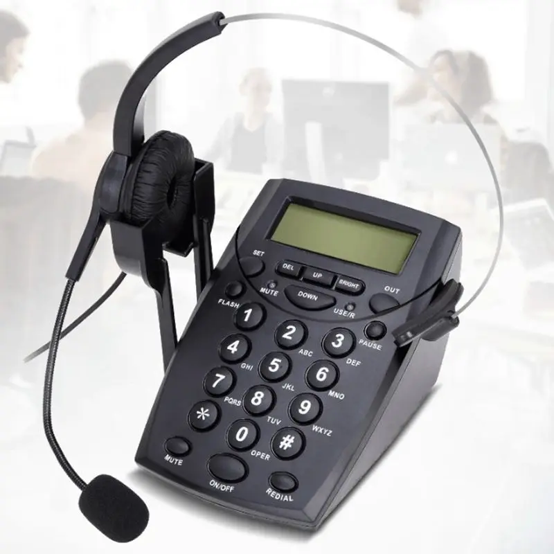 

Business Telephone Customer Service Call Center Corded Headset Telephone FSK/DTMF Caller ID Display