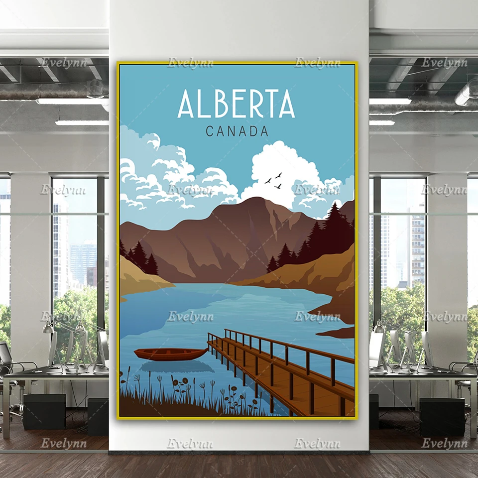 

Canada Travel Poster, Alberta Canada Wall Art, Travel Wall Art, Vintage Alberta Canada Print,Home Decor Canvas Unique Gift