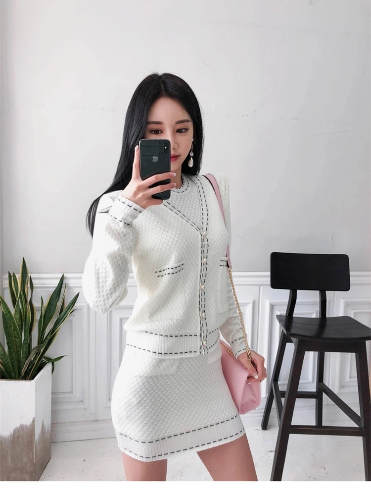 H Han queen корейское раннее осеннее элегантное пальто с v-образным вырезом и облегающее платье-футляр короткое платье OL комплект из 2 предметов
