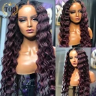 Topnormantic Ombre Цвет бразильский Remy парик из человеческих волос предварительно выщипанные волосы 13x 4 кружевные фронтальные глубокие волнистые парики для женщин