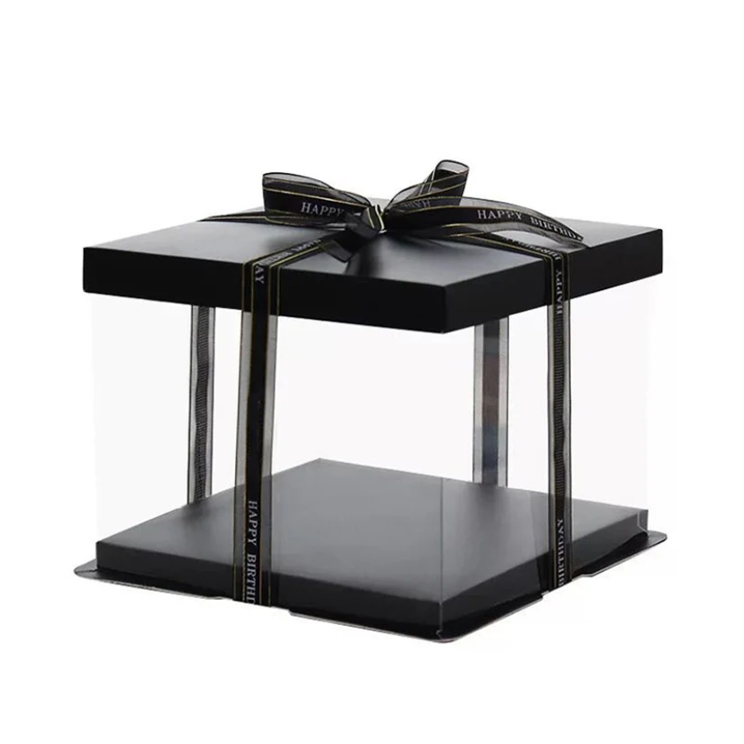 Прозрачные упаковочные коробки для торта на день рождения подарочная упаковка