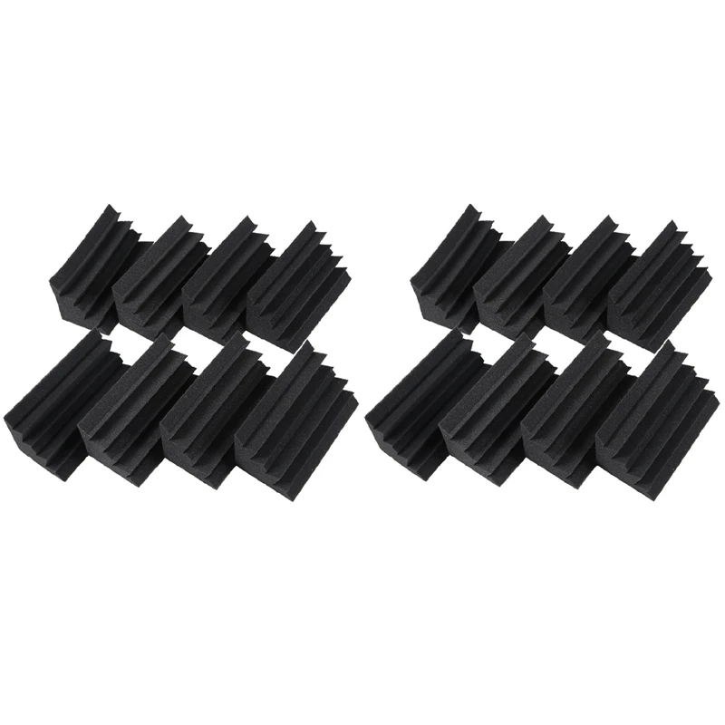 

New 16 Pack Of 4.6 In X 4.6 In X 9.5 In Black Soundproofing Insulation Bass Trap Acoustic Wall Foam (16PCS, Black)