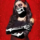 Перчатки со скелетом на Хэллоуин, маска на лицо, шарф, набор унисекс, страшные перчатки в виде лап призрака, кровотечение, косплей, украшение для вечерние НКИ на Хэллоуин