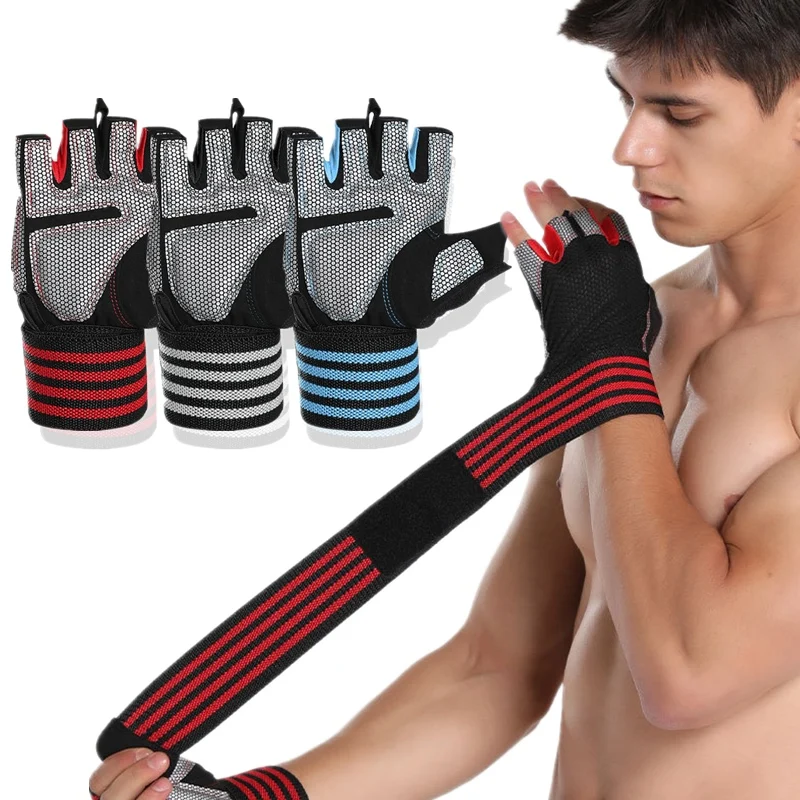 

1 pair Non-Slip Gym Half Finger Bracers Gloves for Cycling WeightLifting Sports Men Women Workout Fitness Equipment Accessories
