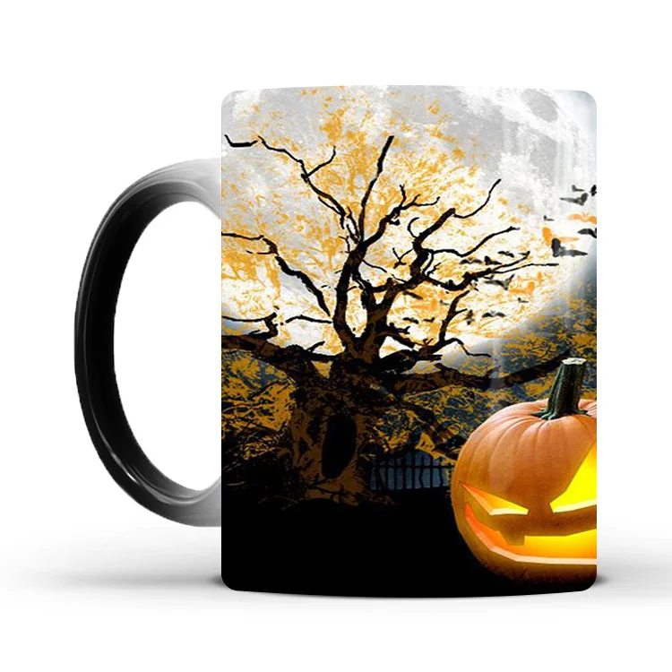 Прямая поставка 350 мл кружка для Хэллоуина меняющая цвет керамическая кофейная